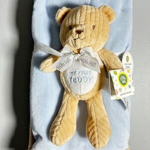 Little Me My First Teddy Bear Blue Soft Cuddly Blanket Giftable Set